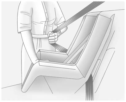 5. Pull the shoulder belt all the way out of the retractor to set the lock. When the retractor lock is set, the belt can be tightened but not pulled out of the retractor.