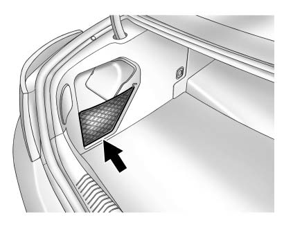 There is a cargo net for storing items on the side of the trunk.