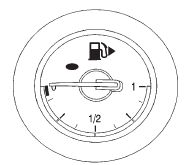 When the ignition is on, the fuel gauge shows about how much fuel is left in the tank.