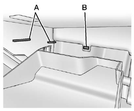 To reinstall the shelf, slide it into the side guides (A) and push back until