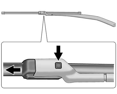 2. Press the button in the middle of the wiper arm connector, and pull the wiper
