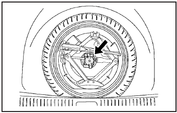 4. Turn the retainer that secures the jack and wheel