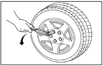 2. Turn the wheel wrench counterclockwise to loosen