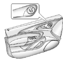 Controls for the outside power mirrors are located on the driver door.