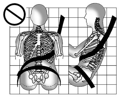 A: The shoulder belt is worn under the arm. It should be worn over the shoulder at all times.