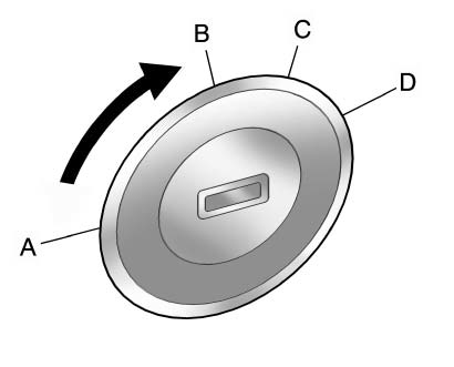 The ignition switch has four different positions.