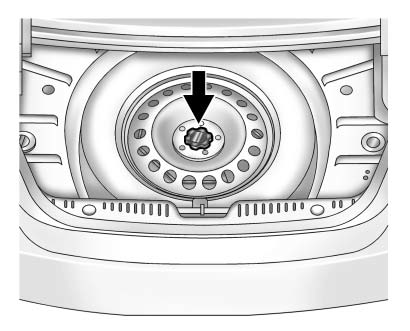 3. Turn the retainer nut counterclockwise and remove the spare tire. Place the spare tire next to the tire being changed.