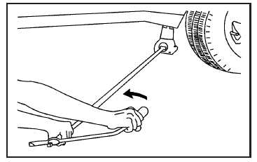 12. Lower the vehicle by turning the jack handle