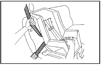 5. To tighten the belt, push down on the child restraint,