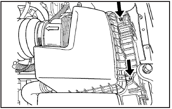 1. Remove the two screws on the top of the engine air