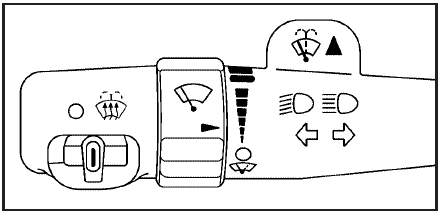 The windshield wiper lever is located on the left side of