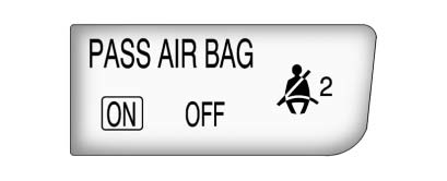 When the vehicle is started, the passenger airbag status indicator will light the words ON and OFF for several seconds as a system check.