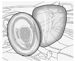 The driver frontal airbag is in the center of the steering wheel.
